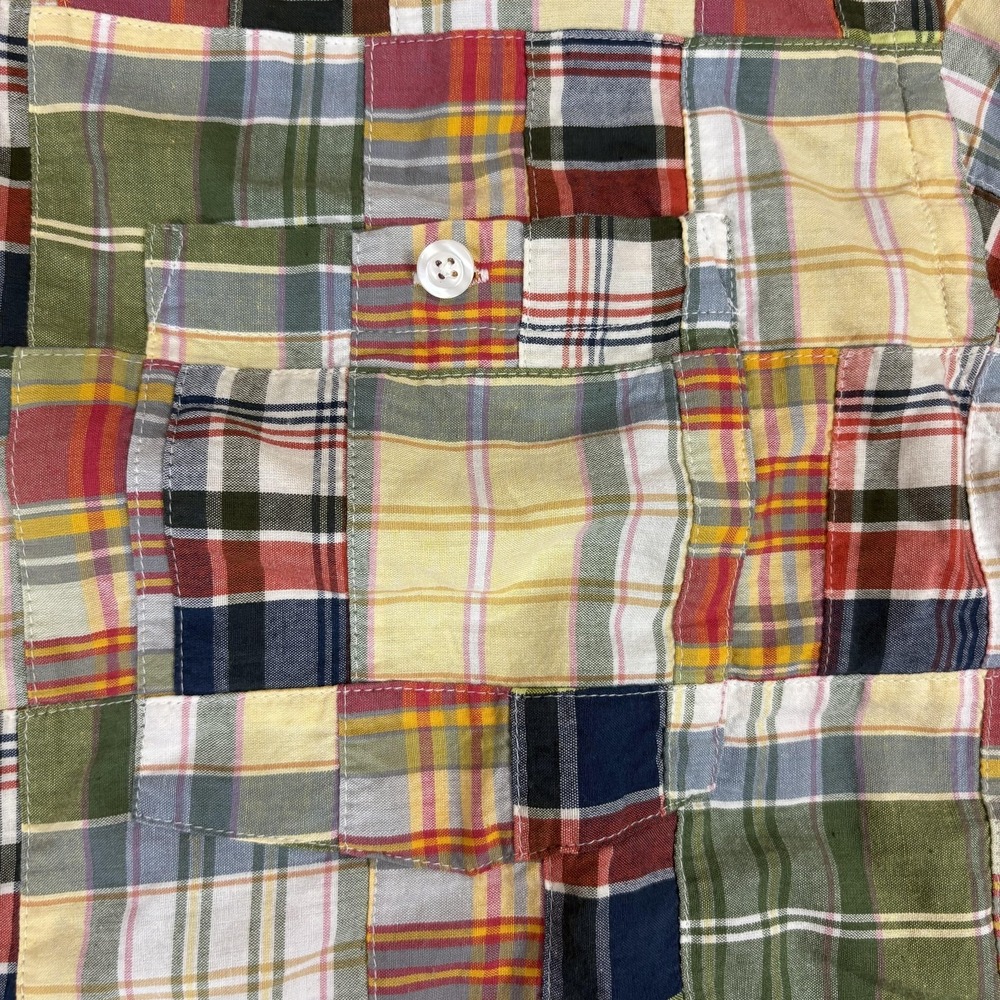 Orvis Madras Patchwork Shirt Mens XL Multicolor Plaid Short Sleeve Cotton - Picture 5 of 7